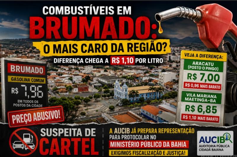Preço da gasolina em Brumado leva AUCIB a preparar denúncia ao Ministério Público por suspeita de Cartel.