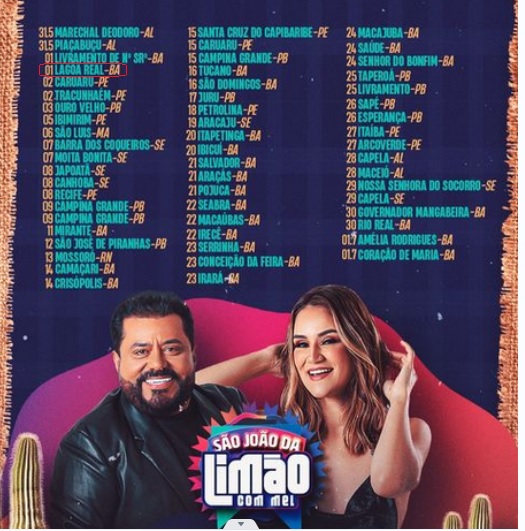 Lago Real:  LIMÃO COM MEL vai fazer Show neste Sábado na Vaquejada de 2024