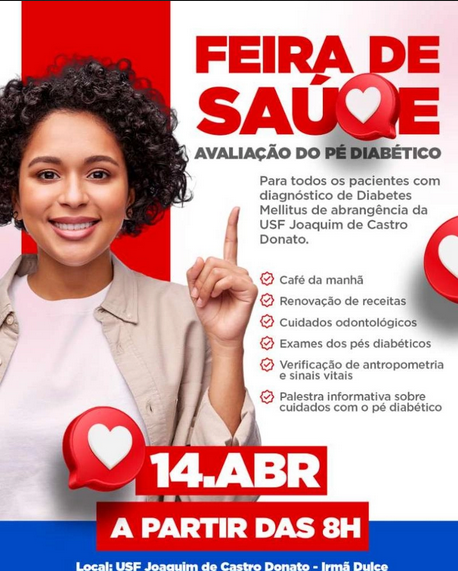Feira de Saúde promoverá avaliação do pé diabético e reforço nos cuidados com a doença em Brumado