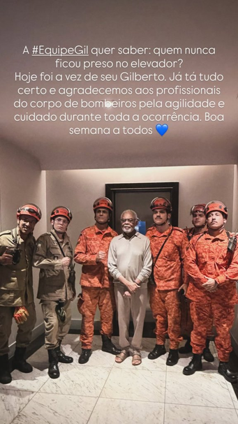 Gilberto Gil é resgatado após ficar preso em elevador no Rio