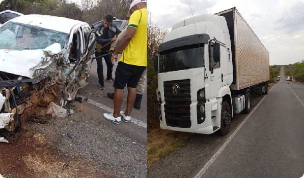 Motorista fica preso às ferragens após batida entre carro e caminhão na BR-122, entre Pindaí e Urandi
